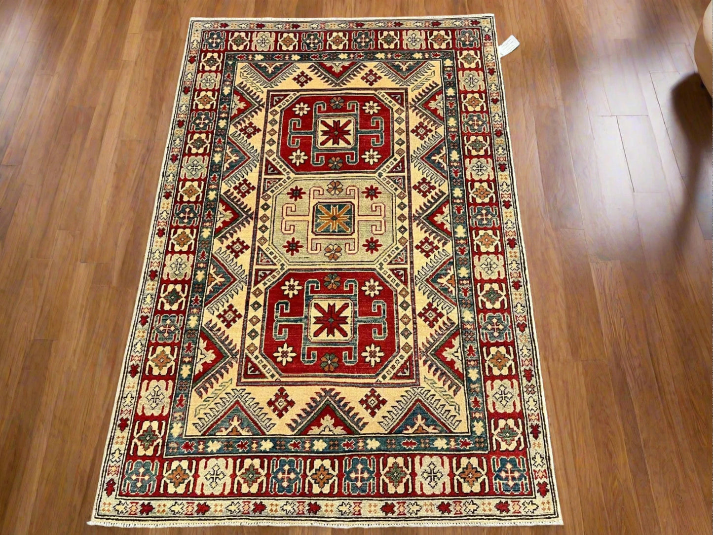 Kazak Multicolor 4X6 Handmade Wool Rug # 10395