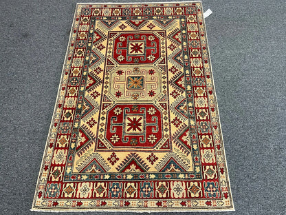 Kazak Multicolor 4X6 Handmade Wool Rug # 10395