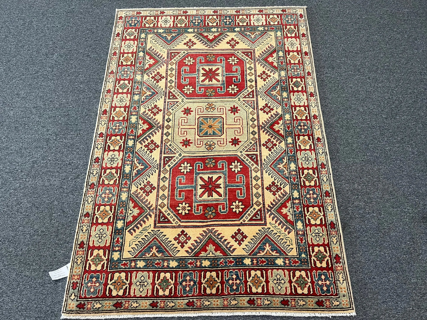 Kazak Multicolor 4X6 Handmade Wool Rug # 10395