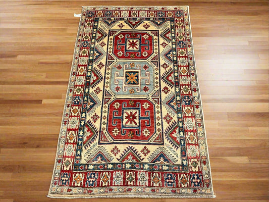 4X6 Kazak Handmade Wool Rug # 9437