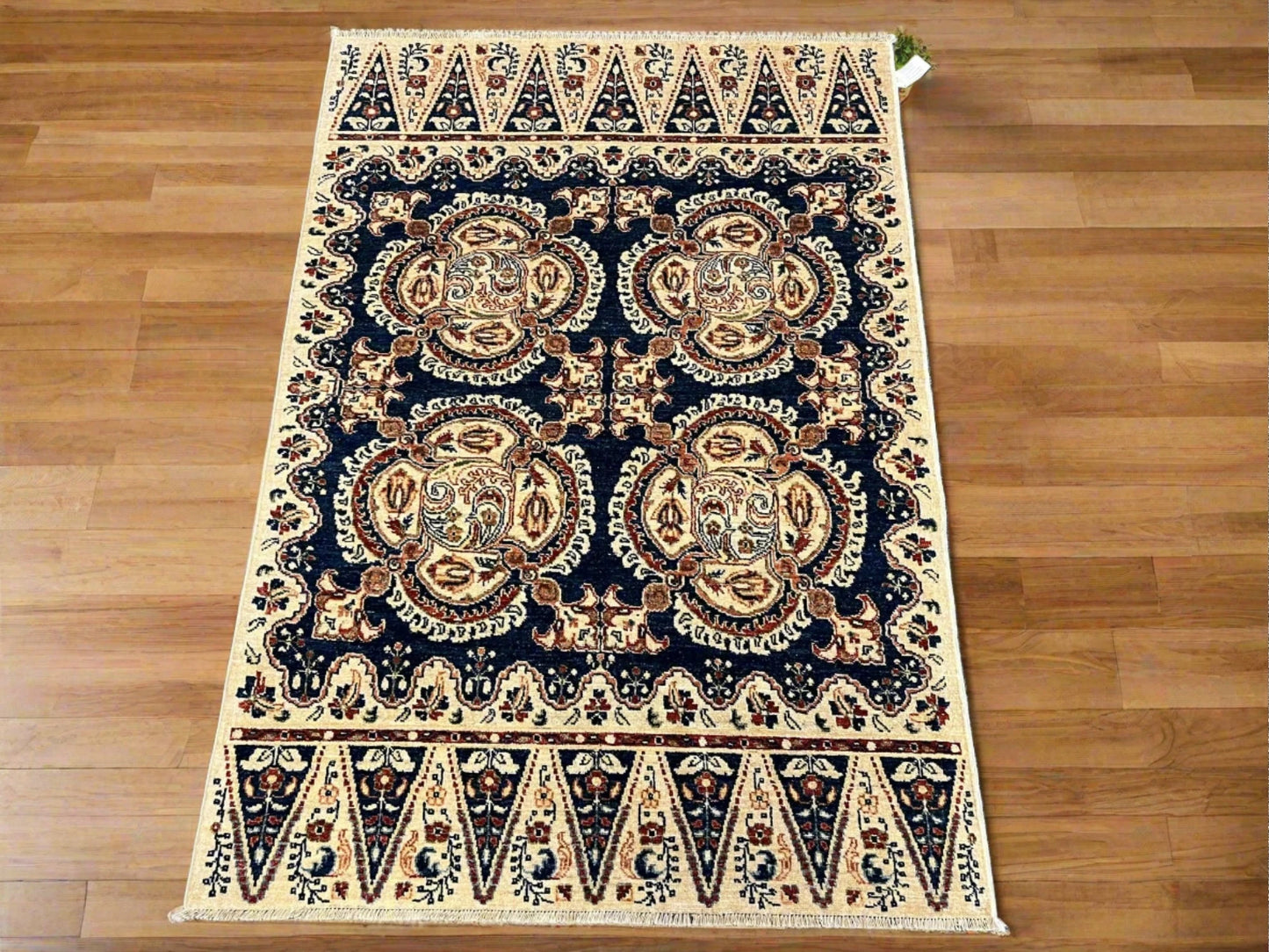 4X6 Navy Blue Oushak Handmade Wool Rug # 9176