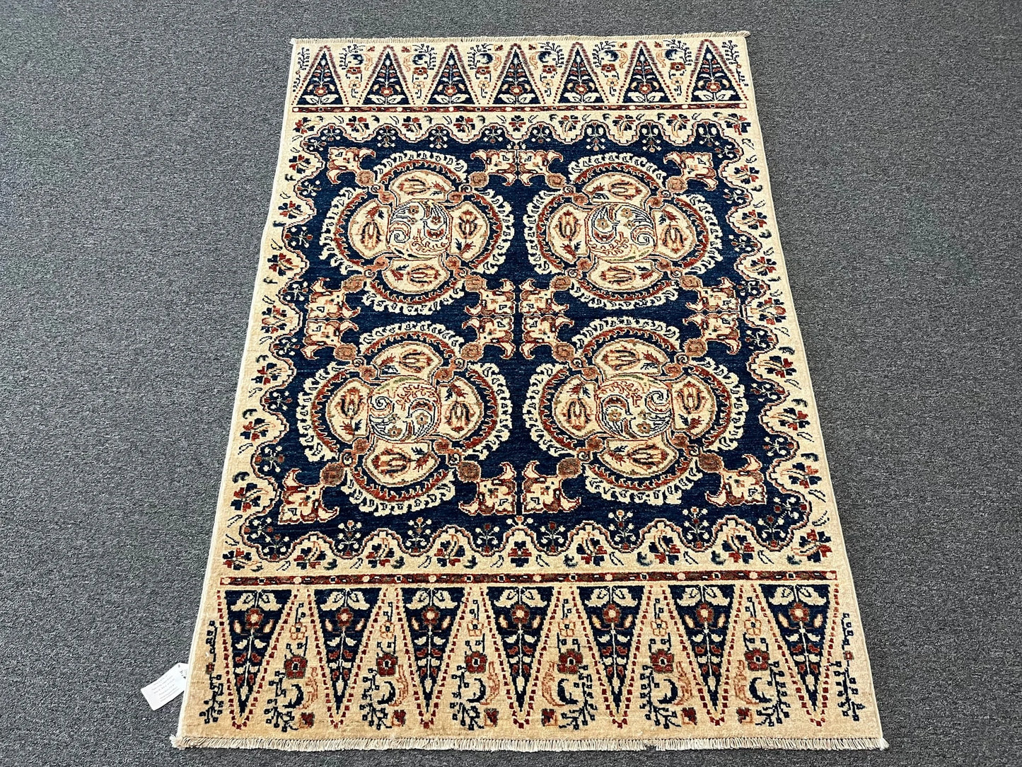 4X6 Navy Blue Oushak Handmade Wool Rug # 9176