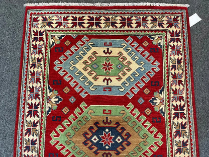 Kazak Red 3X5 Handmade Wool Rug # 13007