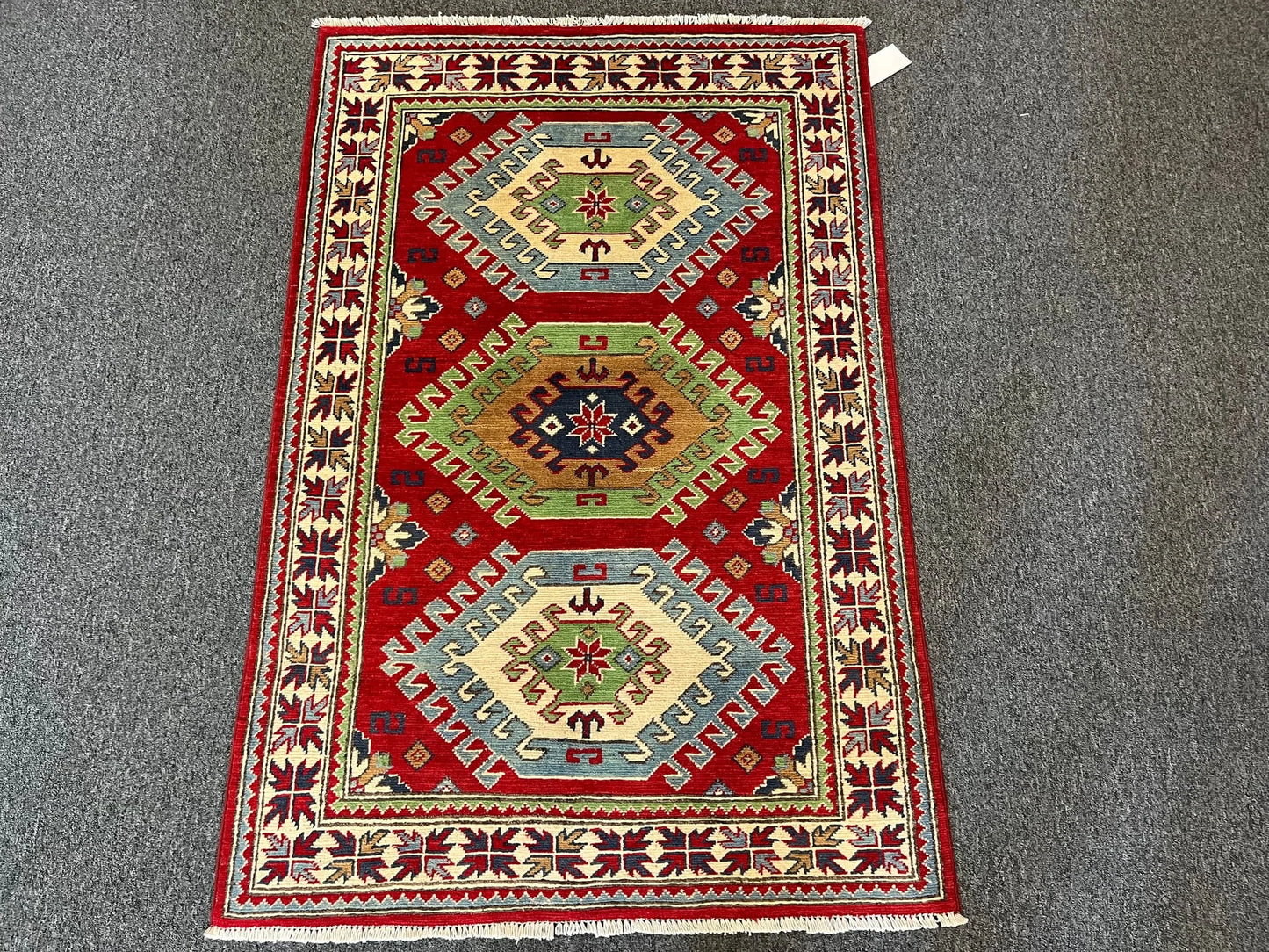 Kazak Red 3X5 Handmade Wool Rug # 13007