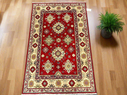 Kazak Red 3X5 Handmade Wool Rug # 13008