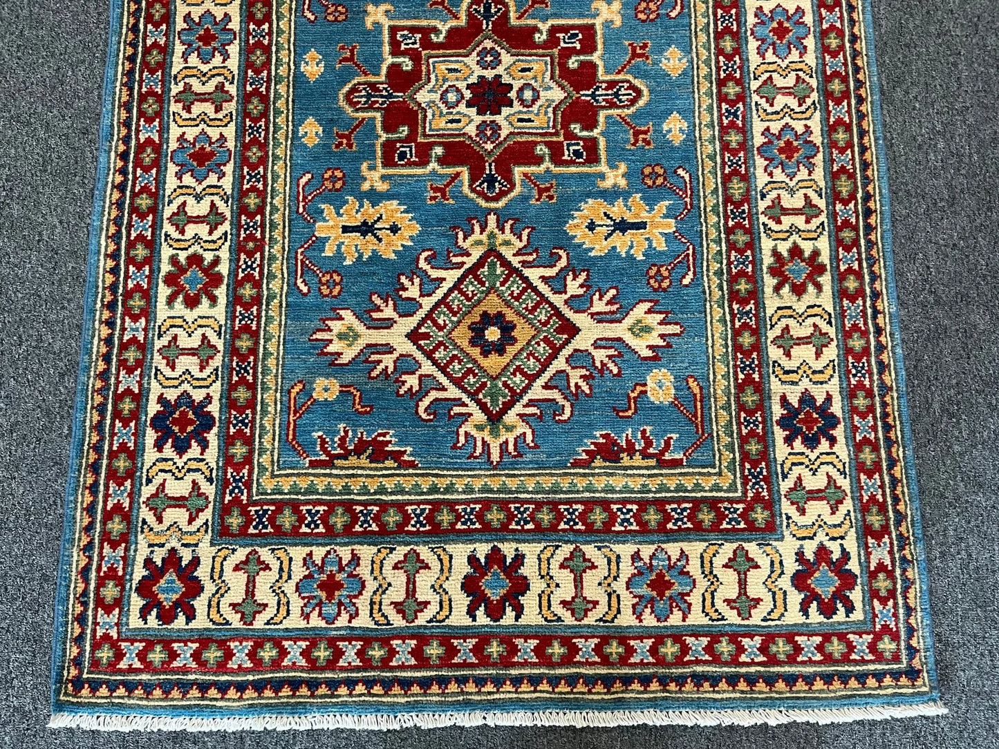 Kazak Light Blue 3X5 Handmade Wool Rug # 12998