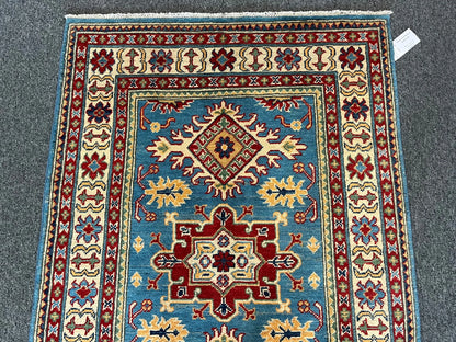 Kazak Light Blue 3X5 Handmade Wool Rug # 12998