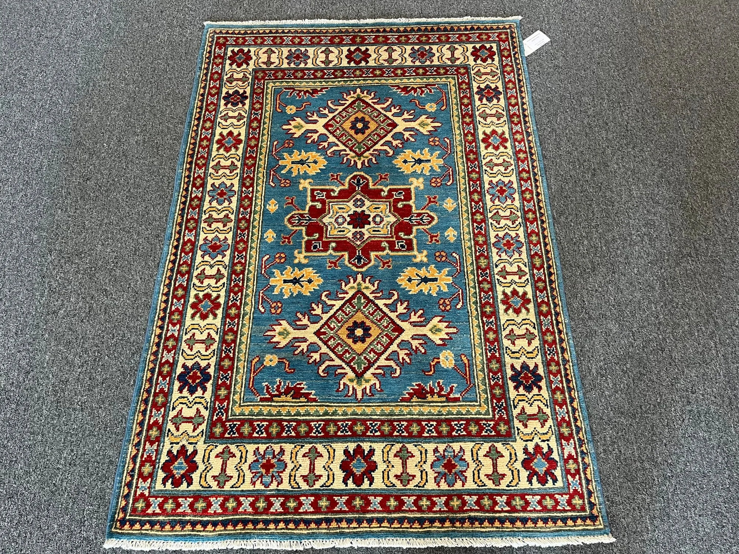 Kazak Light Blue 3X5 Handmade Wool Rug # 12998