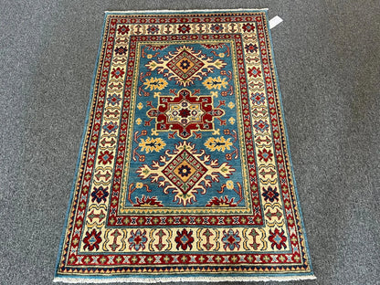 Kazak Light Blue 3X5 Handmade Wool Rug # 12998