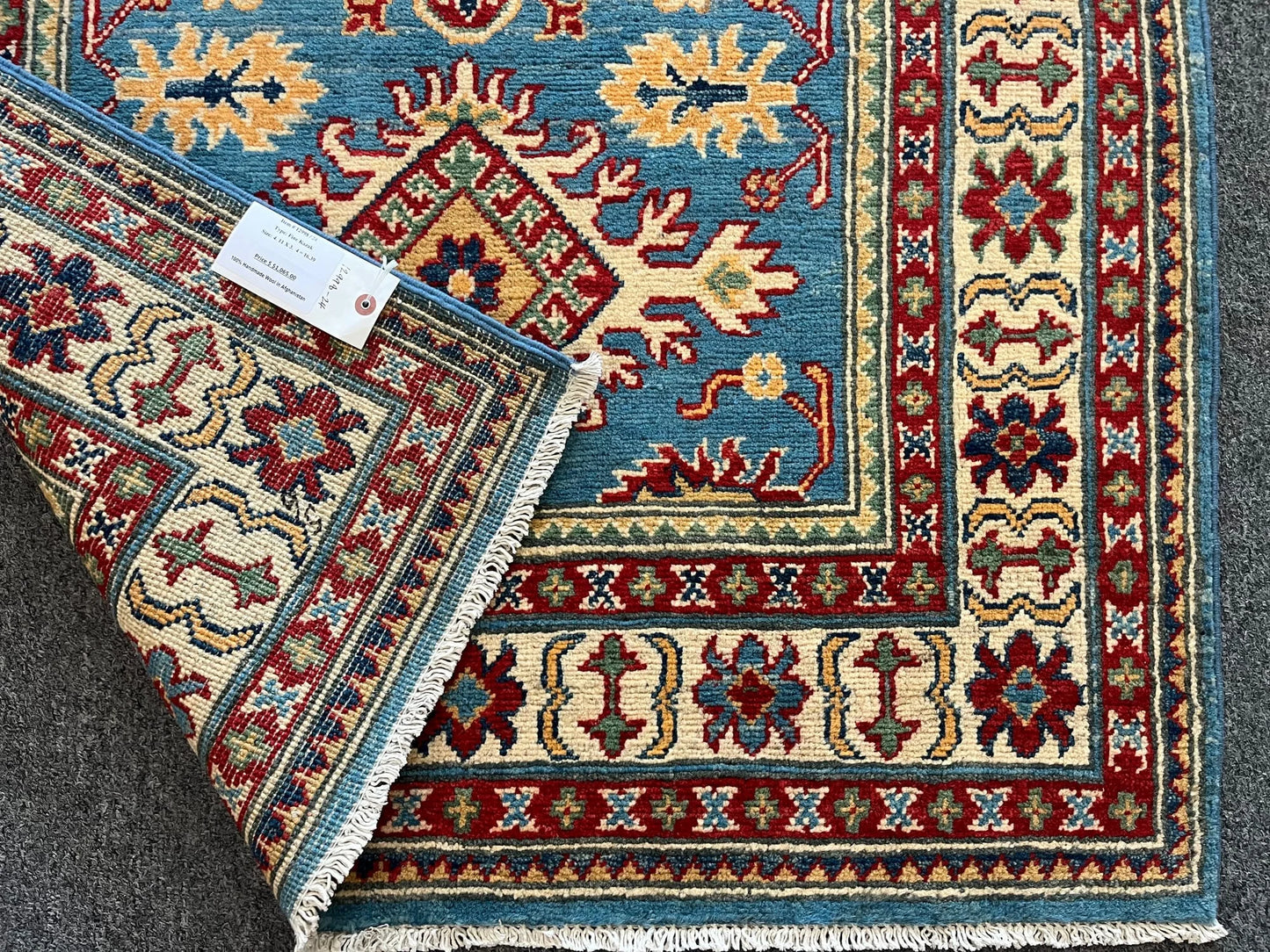 Kazak Light Blue 3X5 Handmade Wool Rug # 12998