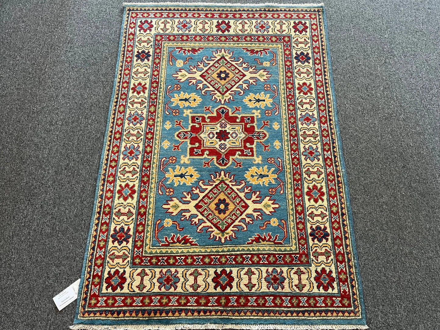 Kazak Light Blue 3X5 Handmade Wool Rug # 12998