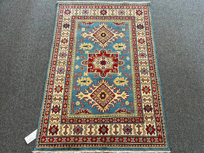 Kazak Light Blue 3X5 Handmade Wool Rug # 12998