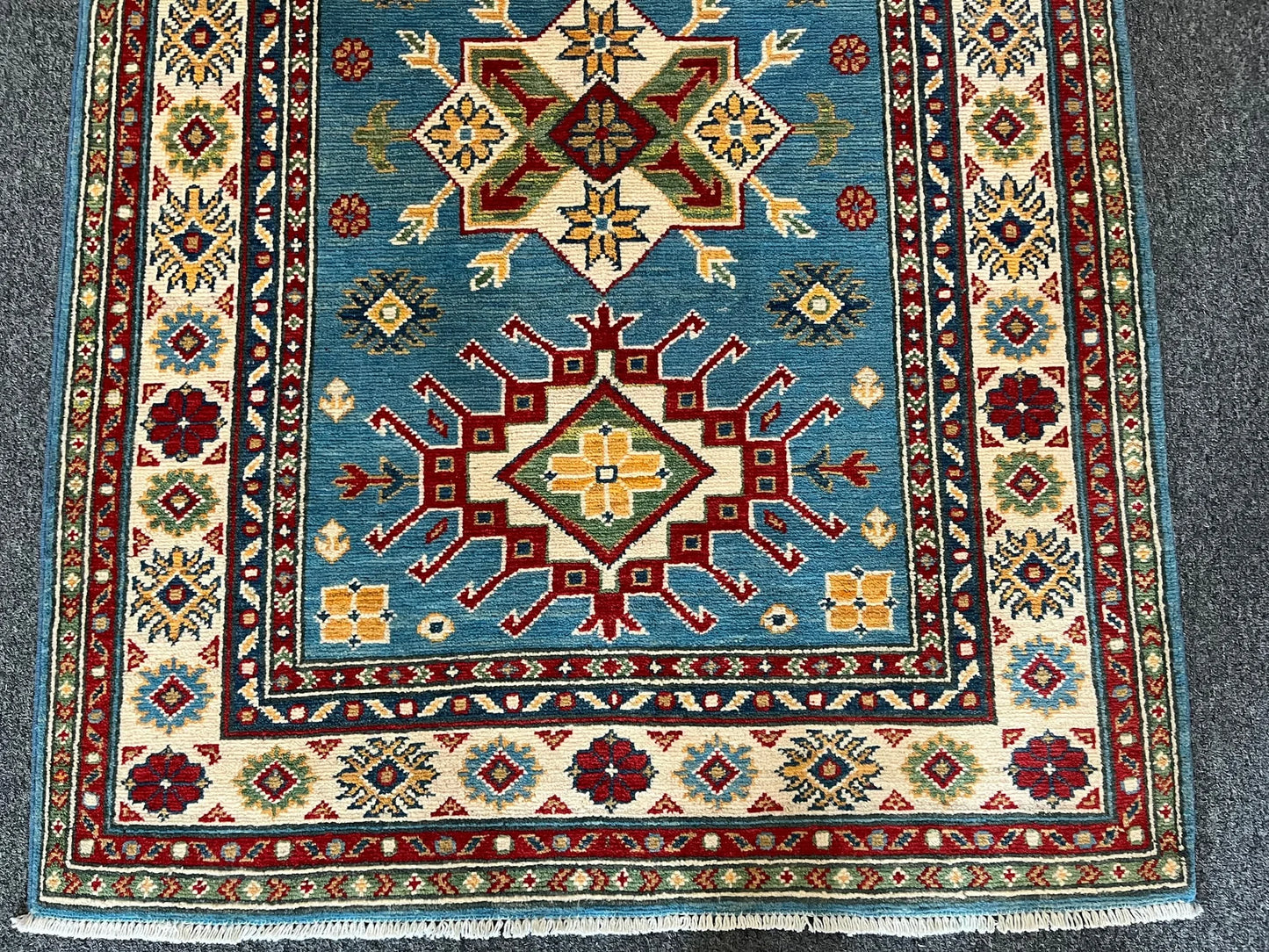 Kazak Light Blue 3X5 Handmade Wool Rug # 12997