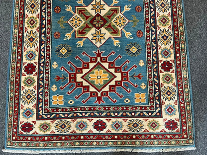 Kazak Light Blue 3X5 Handmade Wool Rug # 12997