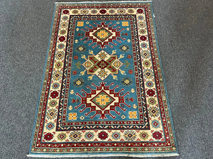 Kazak Light Blue 3X5 Handmade Wool Rug # 12997