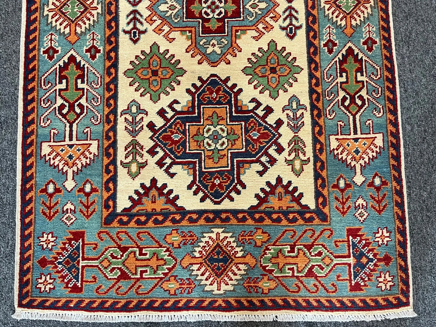 Kazak Geometric 3X5 Handmade Wool Rug # 13012