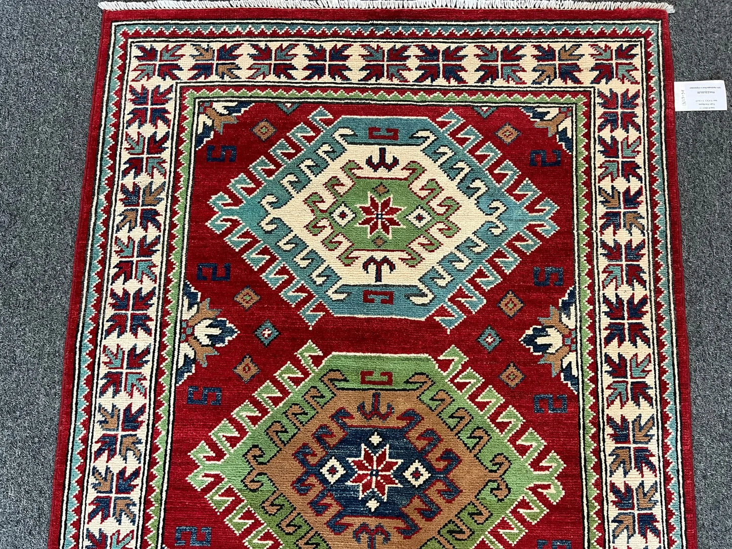 Kazak Geometric 3X5 Handmade Wool Rug # 13013