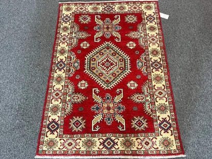 Kazak Red & Blue 3X5 Handmade Wool Rug # 13014