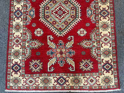 Kazak Red & Blue 3X5 Handmade Wool Rug # 13014