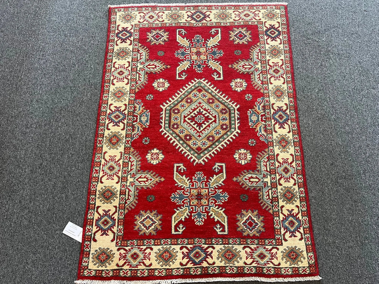 Kazak Red & Blue 3X5 Handmade Wool Rug # 13014