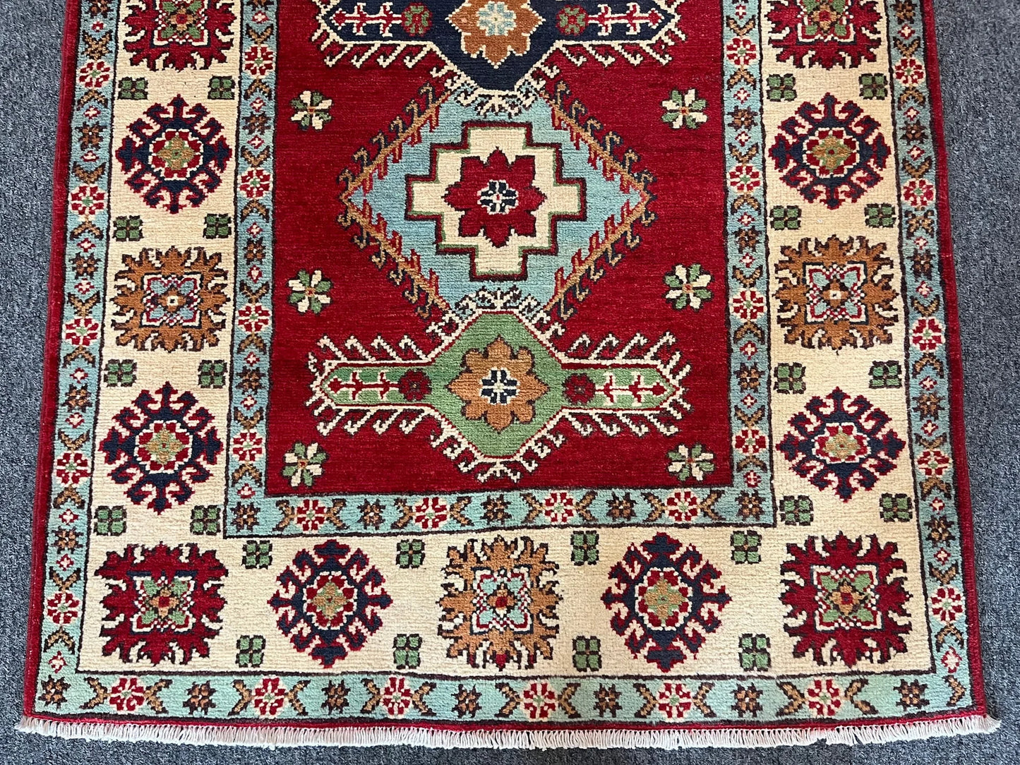 Kazak Geometric 3X5 Handmade Wool Rug # 13011