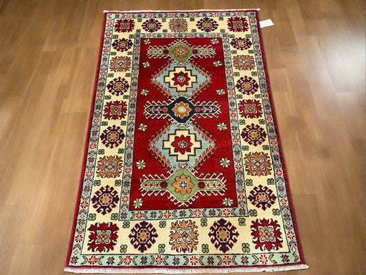 Kazak Geometric 3X5 Handmade Wool Rug # 13011