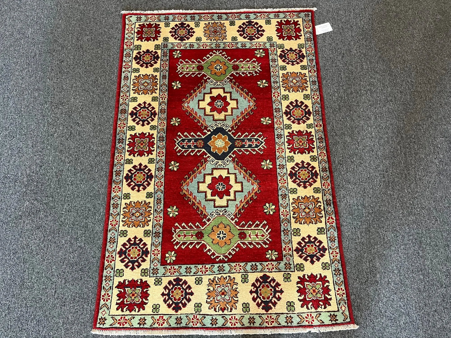 Kazak Geometric 3X5 Handmade Wool Rug # 13011