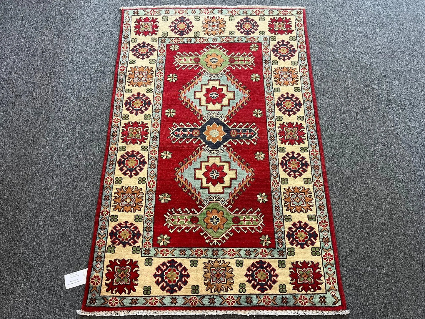 Kazak Geometric 3X5 Handmade Wool Rug # 13011