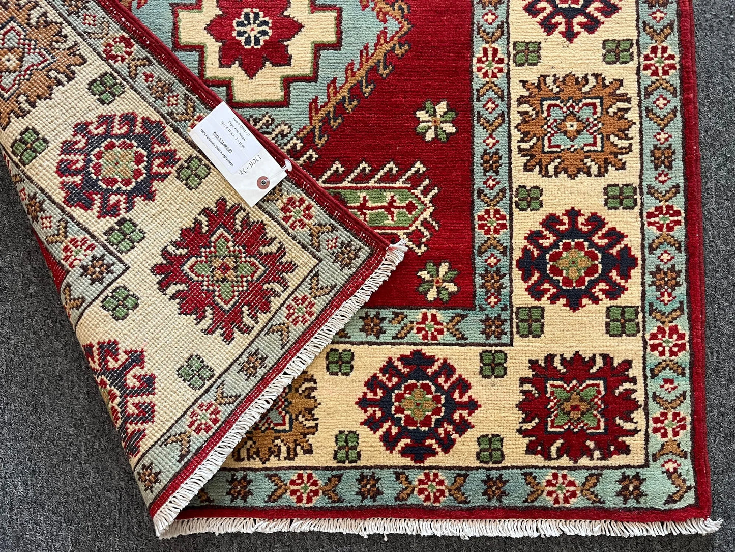 Kazak Geometric 3X5 Handmade Wool Rug # 13011