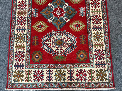 Kazak Geometric 3X5 Handmade Wool Rug # 13327