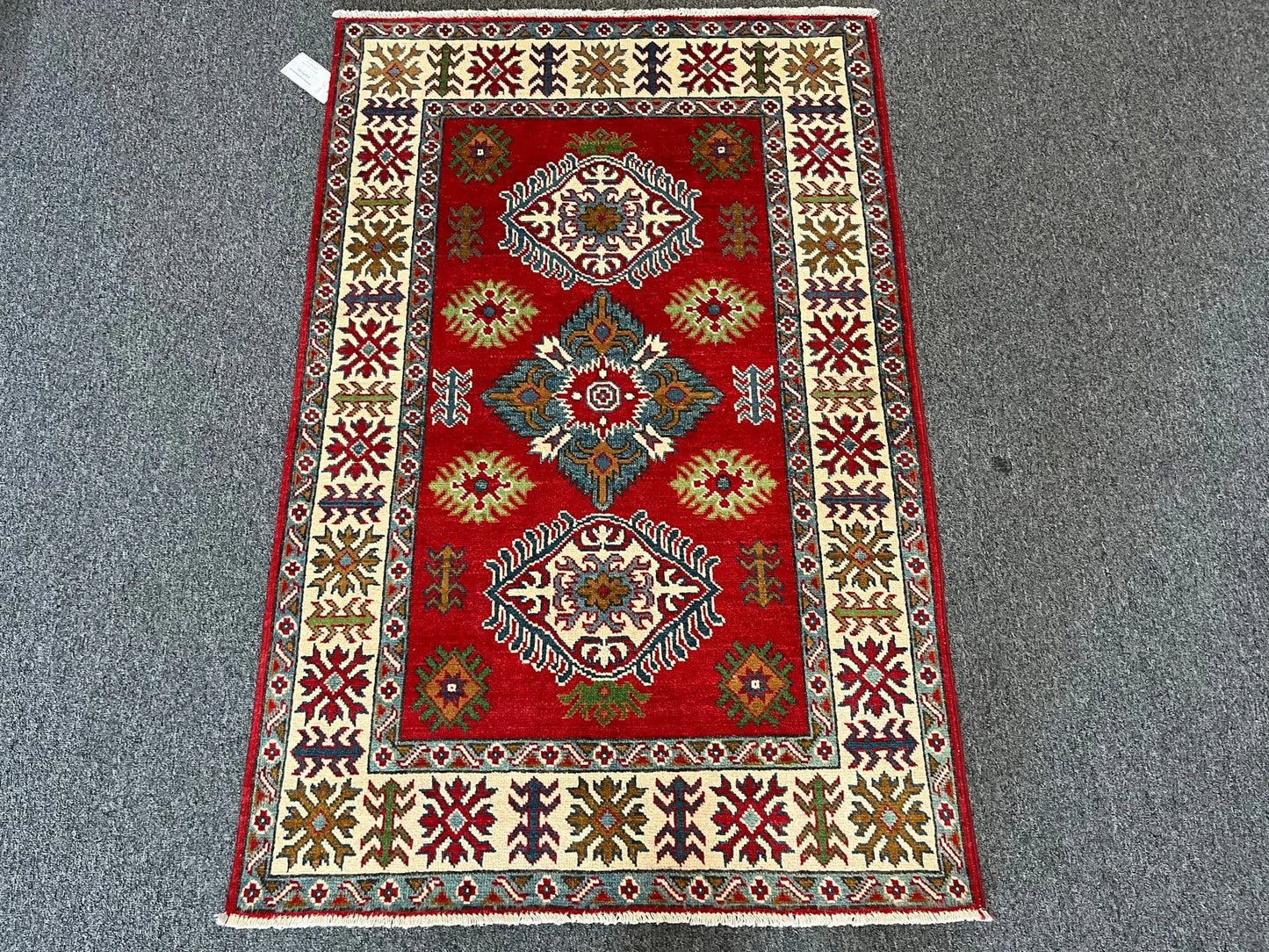 Kazak Geometric 3X5 Handmade Wool Rug # 13327