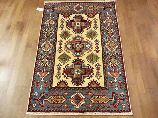 Kazak Geometric 3X5 Handmade Wool Rug # 13319