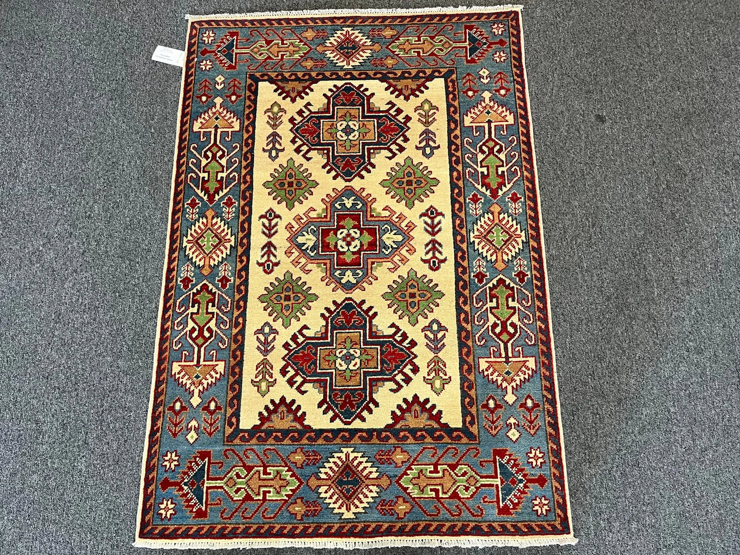 Kazak Geometric 3X5 Handmade Wool Rug # 13319