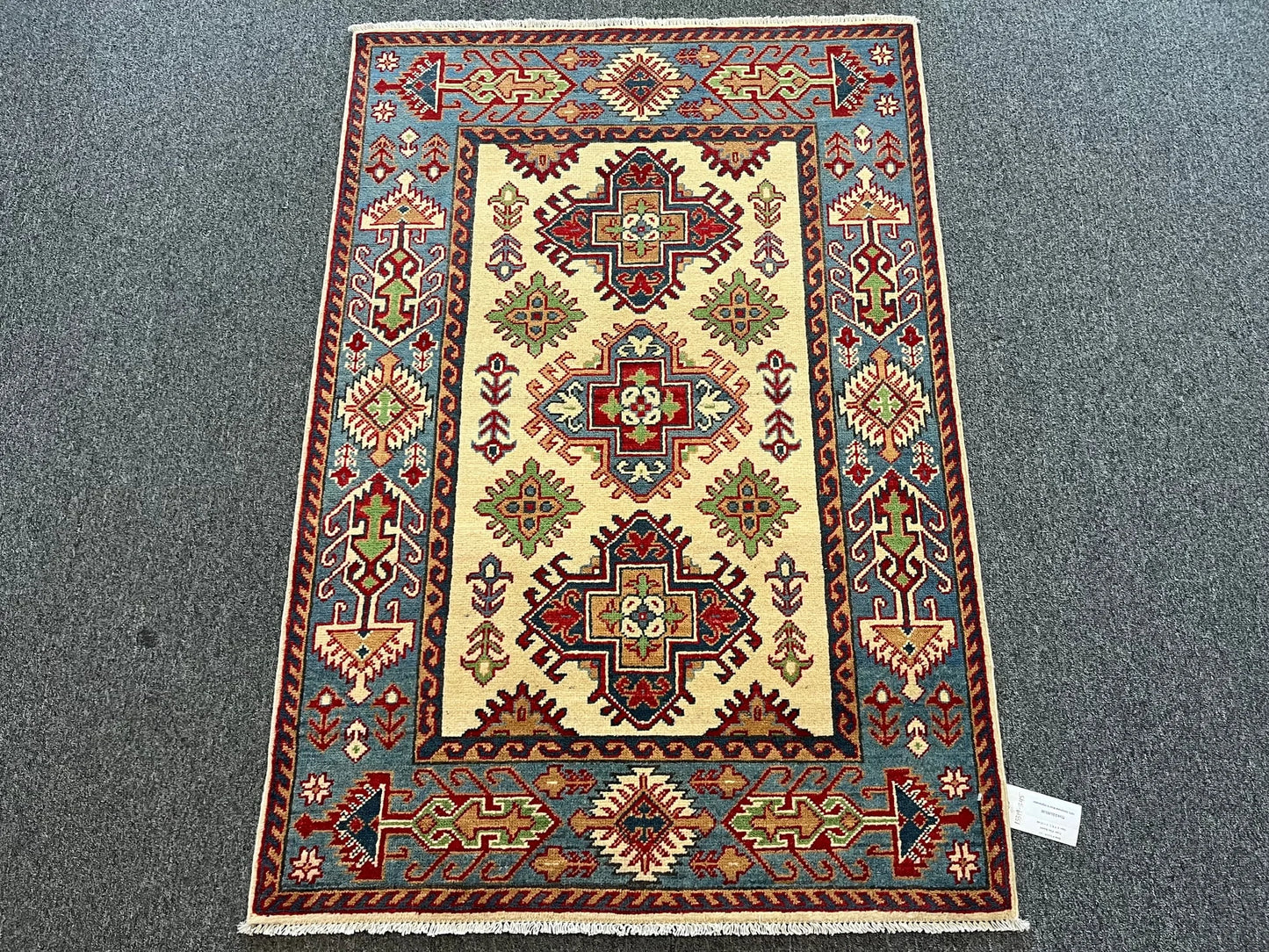 Kazak Geometric 3X5 Handmade Wool Rug # 13319