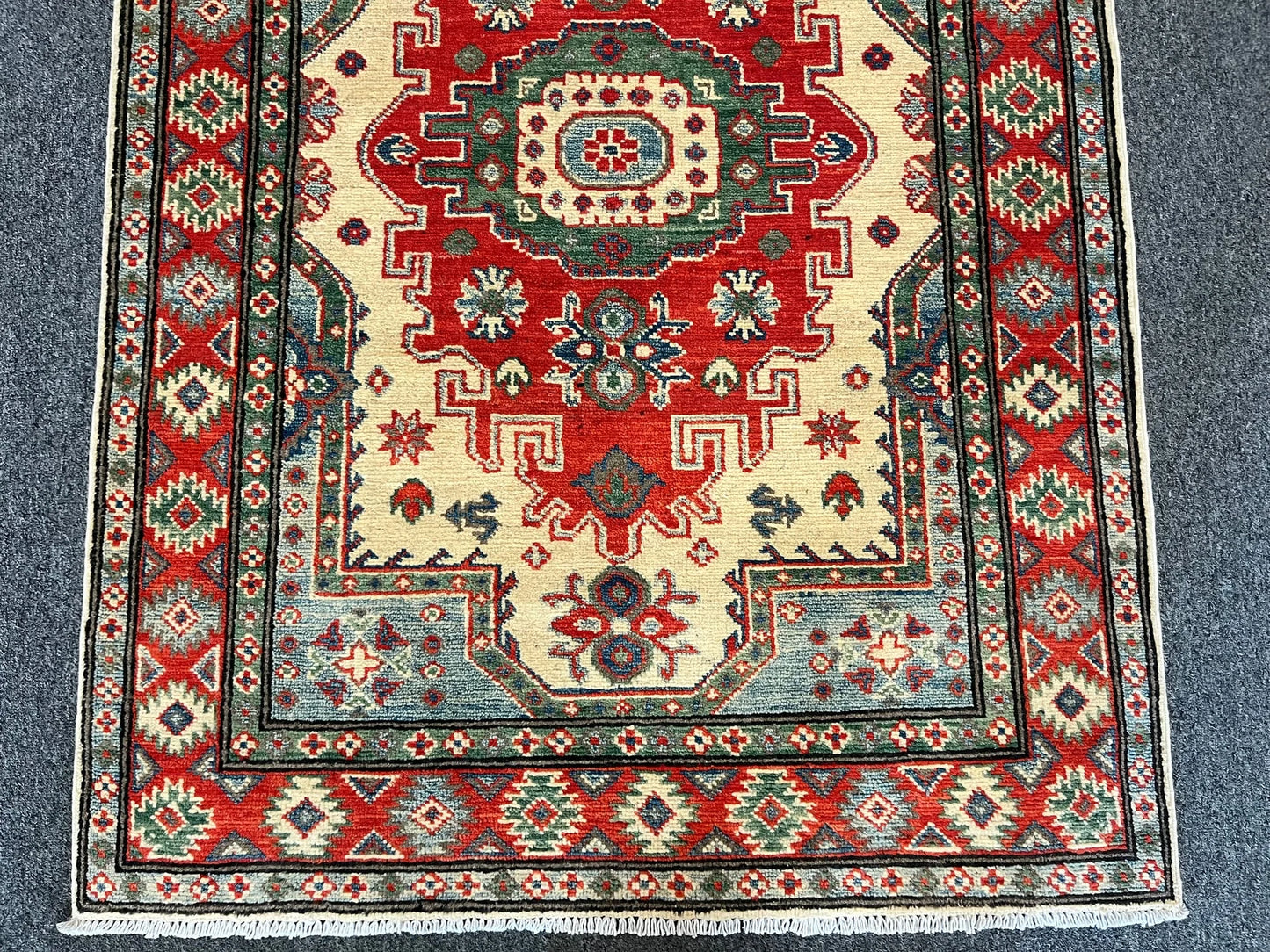 Kazak Geometric 3X5 Handmade Wool Rug # 13322