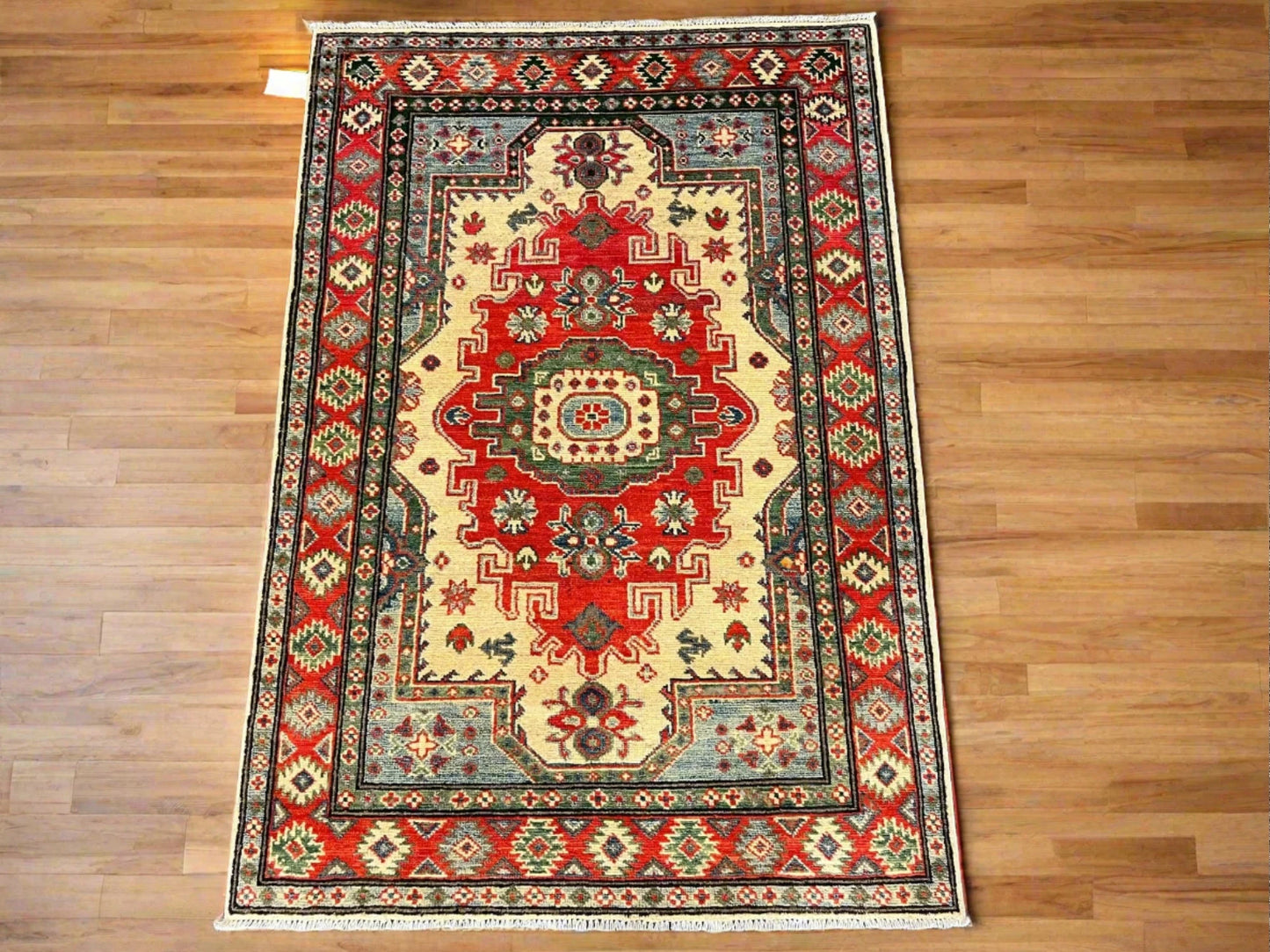 Kazak Geometric 3X5 Handmade Wool Rug # 13322