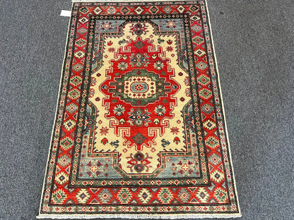 Kazak Geometric 3X5 Handmade Wool Rug # 13322