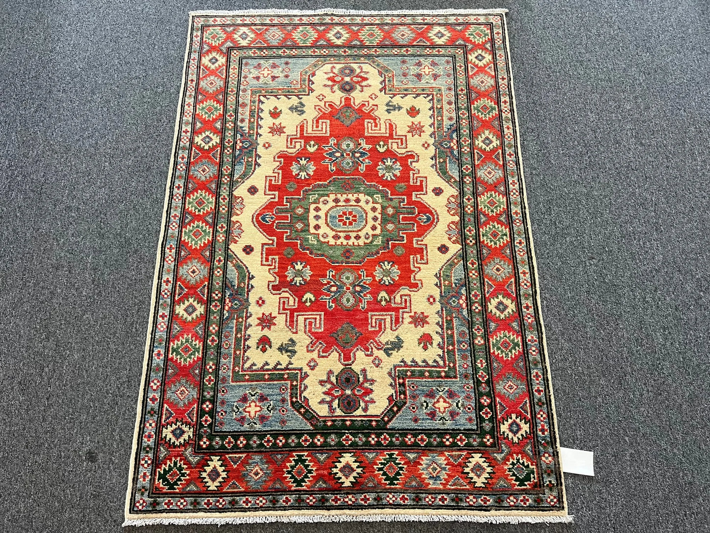 Kazak Geometric 3X5 Handmade Wool Rug # 13322