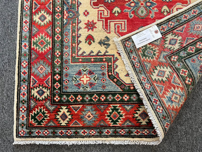 Kazak Geometric 3X5 Handmade Wool Rug # 13322