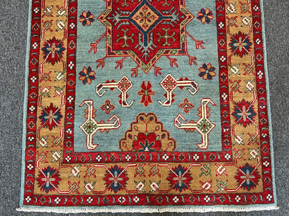 Kazak Geometric 3X5 Handmade Wool Rug # 13320