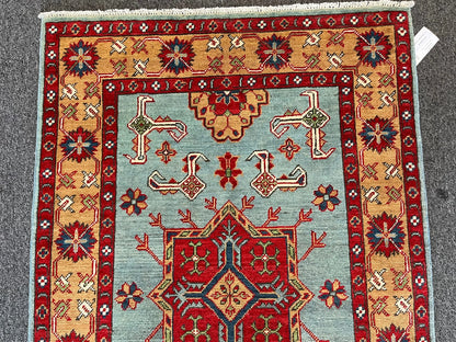 Kazak Geometric 3X5 Handmade Wool Rug # 13320