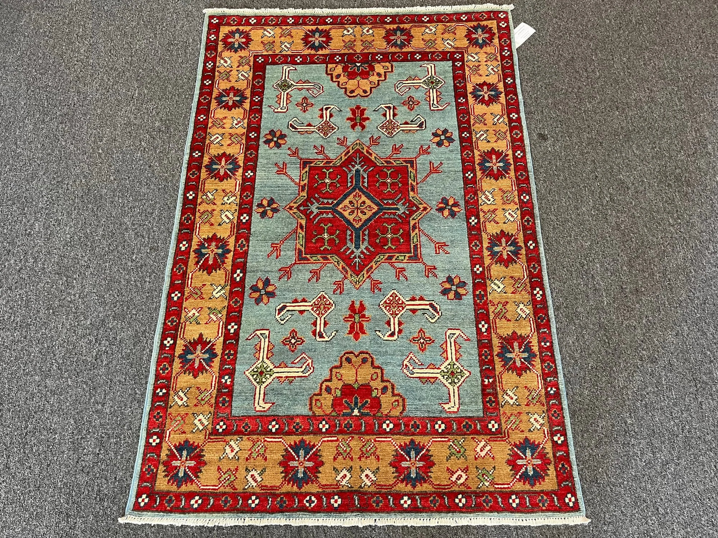 Kazak Geometric 3X5 Handmade Wool Rug # 13320