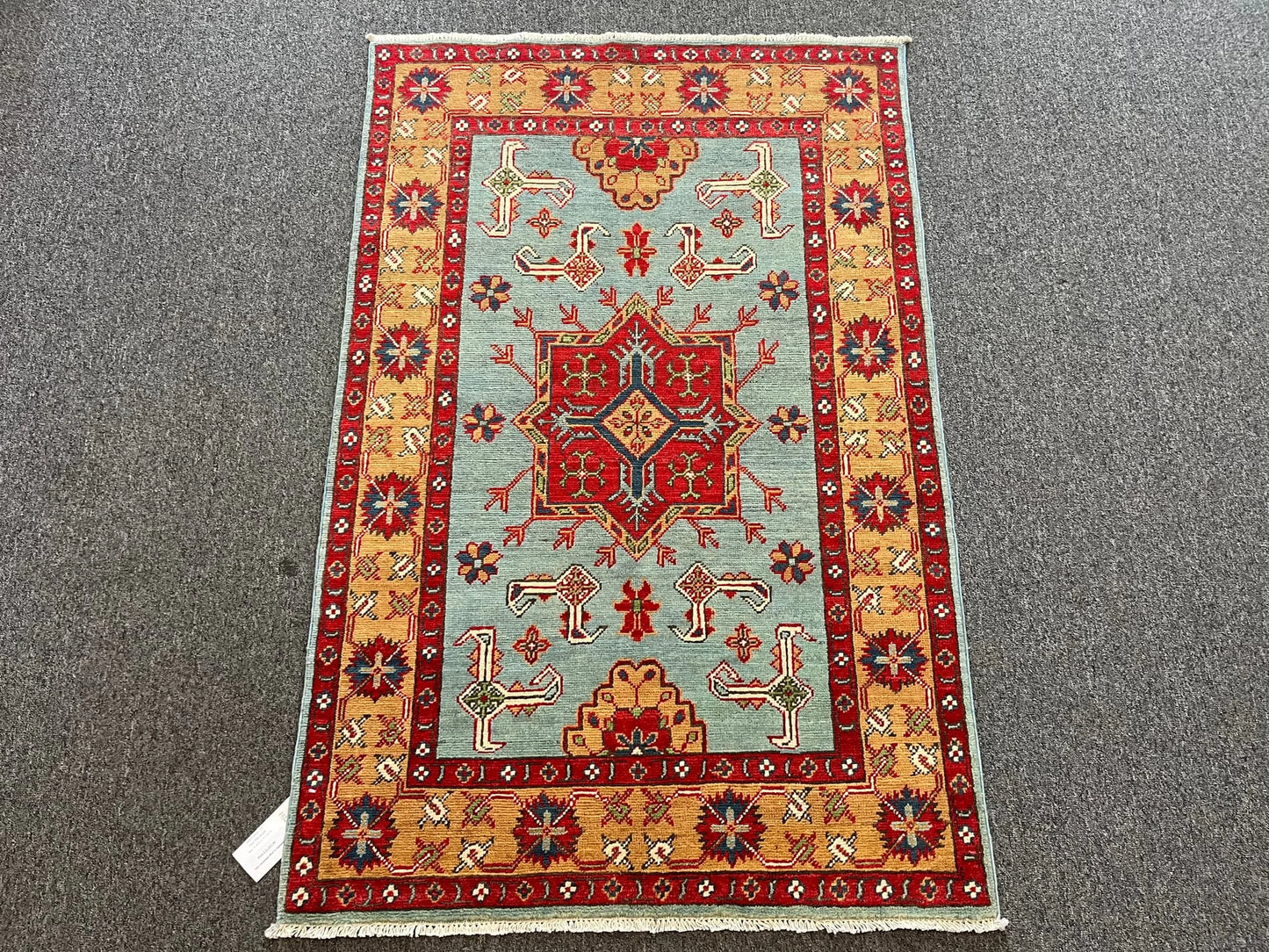 Kazak Geometric 3X5 Handmade Wool Rug # 13320