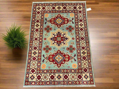 Kazak Light Blue 3X5 Handmade Wool Rug # 13324