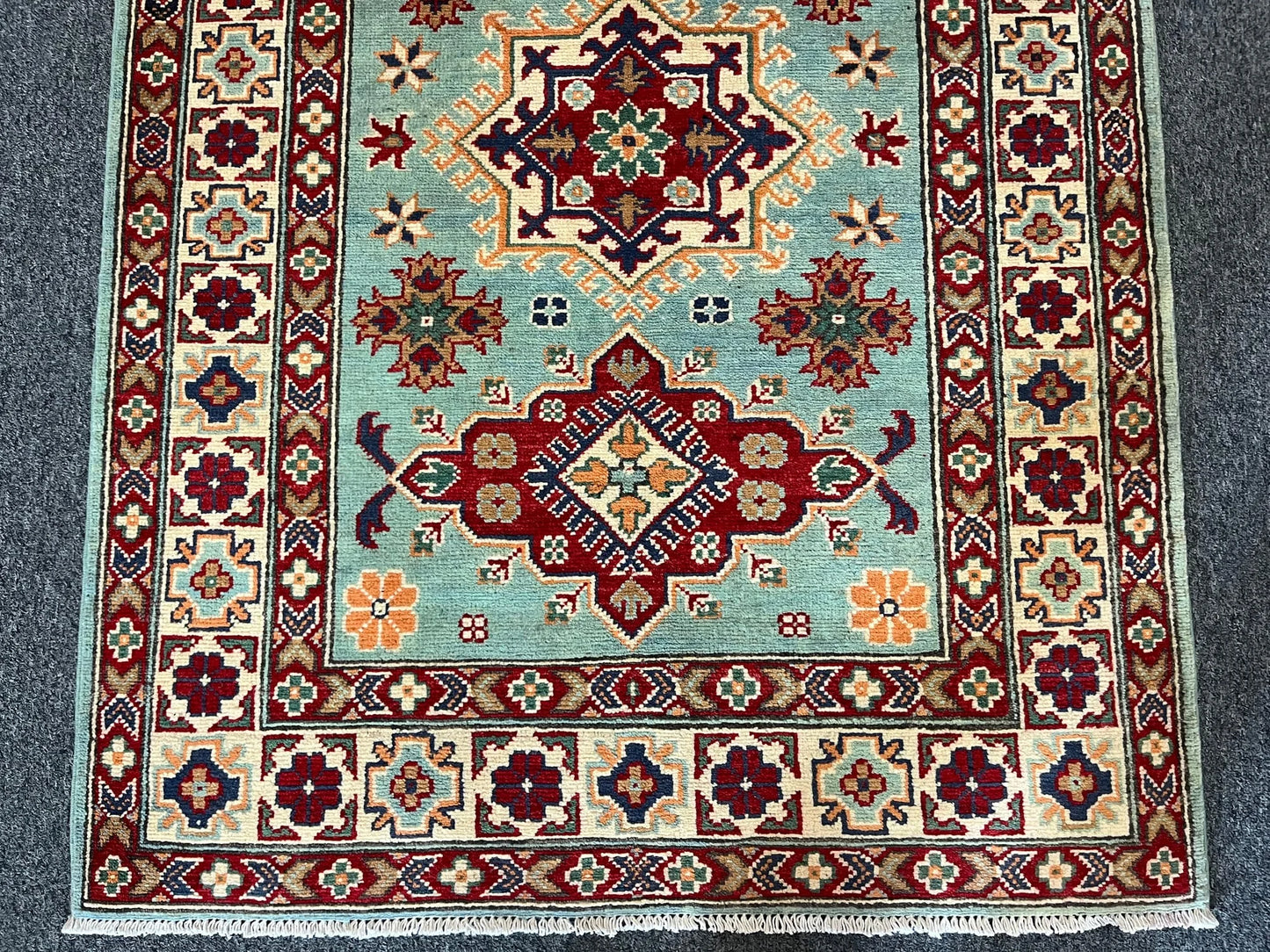 Kazak Light Blue 3X5 Handmade Wool Rug # 13324