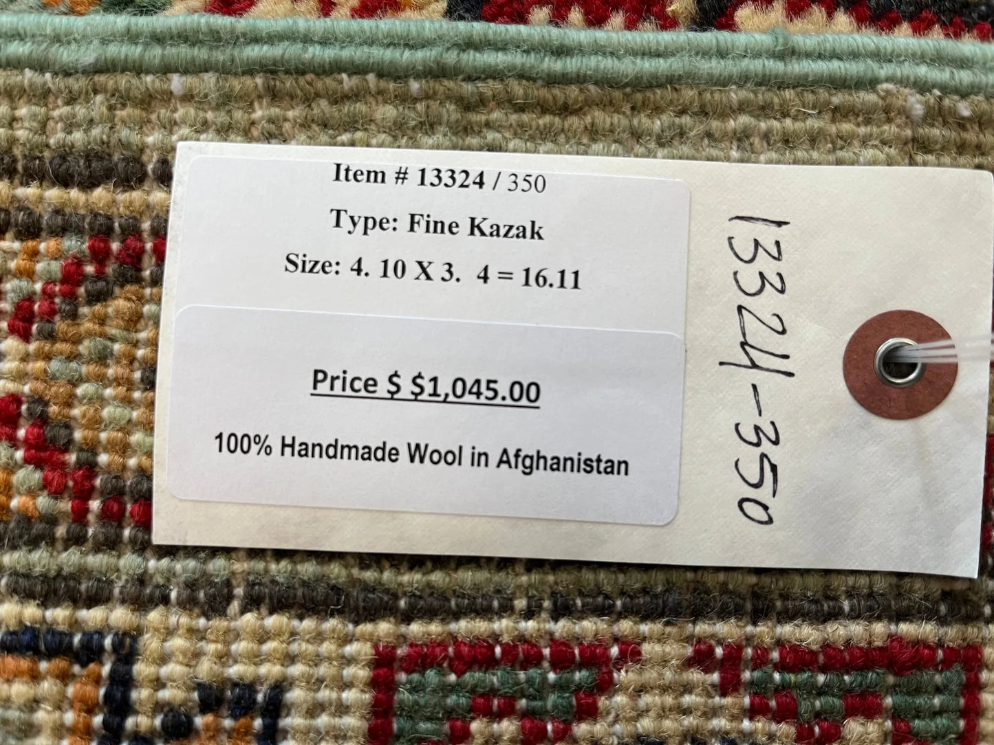 Kazak Light Blue 3X5 Handmade Wool Rug # 13324