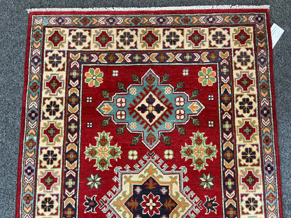 Kazak Red & Blue 3X5 Handmade Wool Rug # 13325