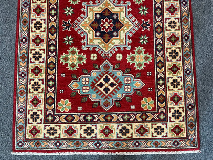 Kazak Red & Blue 3X5 Handmade Wool Rug # 13325