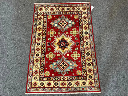 Kazak Red & Blue 3X5 Handmade Wool Rug # 13325