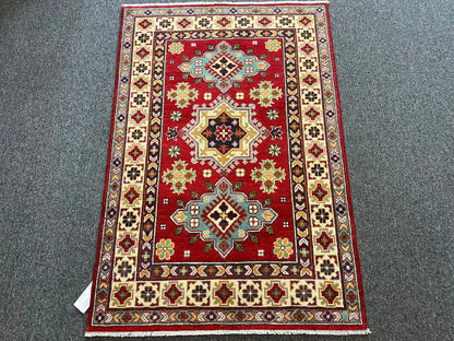 Kazak Red & Blue 3X5 Handmade Wool Rug # 13325